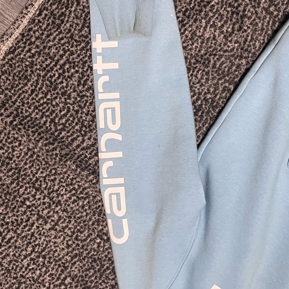 Carhartt Light Blue Logo Sleeve Sweatshirt